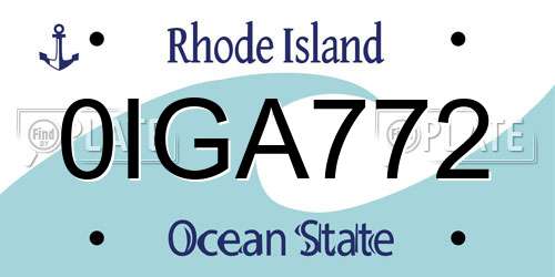 0IGA772 Rhode Island License Plate