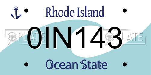 0IN143 Rhode Island License Plate