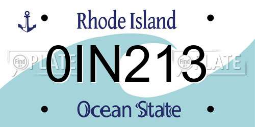 0IN213 Rhode Island License Plate