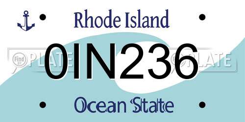 0IN236 Rhode Island License Plate