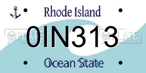 0IN313 Rhode Island License Plate