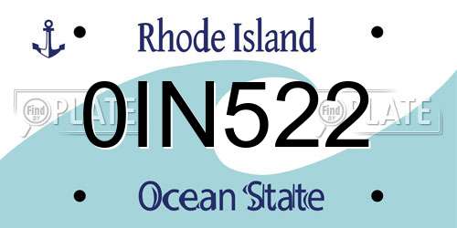 0IN522 Rhode Island License Plate