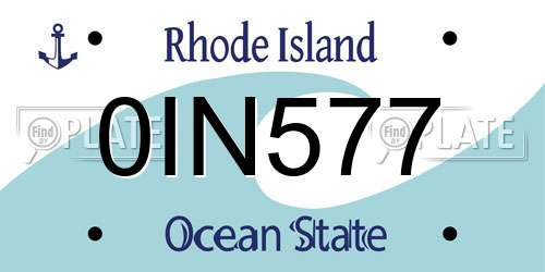 0IN577 Rhode Island License Plate