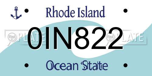0IN822 Rhode Island License Plate