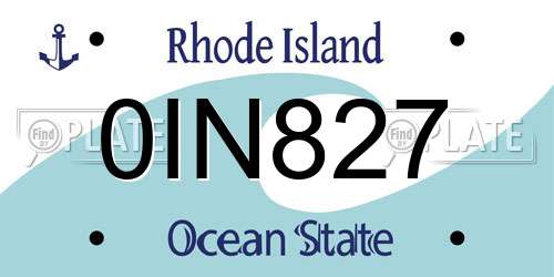 0IN827 Rhode Island License Plate
