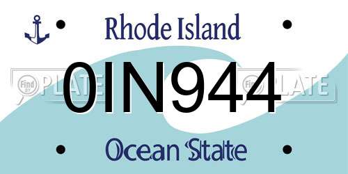 0IN944 Rhode Island License Plate