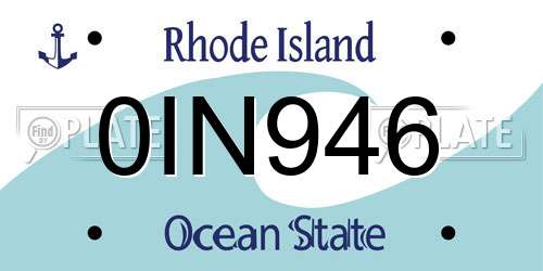 0IN946 Rhode Island License Plate