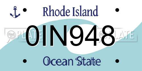 0IN948 Rhode Island License Plate