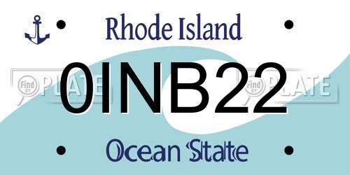 0INB22 Rhode Island License Plate