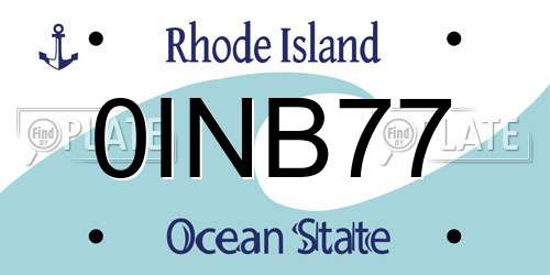 0INB77 Rhode Island License Plate