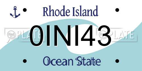 0INI43 Rhode Island License Plate