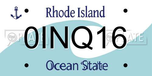 0INQ16 Rhode Island License Plate