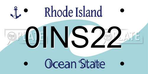0INS22 Rhode Island License Plate