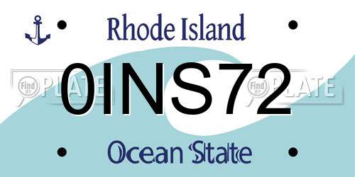 0INS72 Rhode Island License Plate