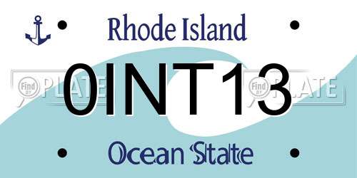 0INT13 Rhode Island License Plate