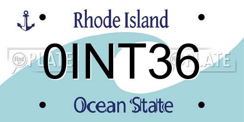 0INT36 Rhode Island License Plate