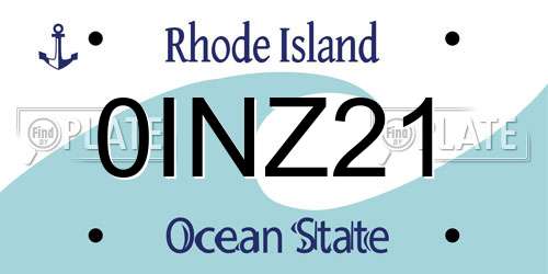 0INZ21 Rhode Island License Plate