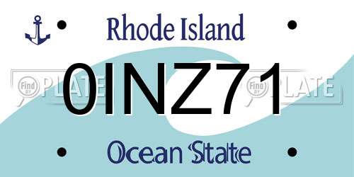 0INZ71 Rhode Island License Plate