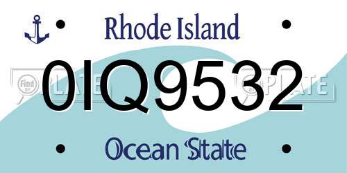 0IQ9532 Rhode Island License Plate