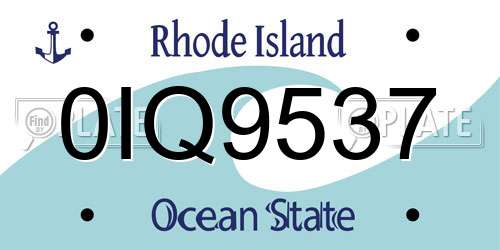 0IQ9537 Rhode Island License Plate