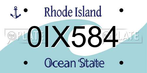 0IX584 Rhode Island License Plate