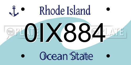 0IX884 Rhode Island License Plate