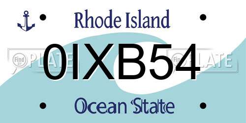 0IXB54 Rhode Island License Plate