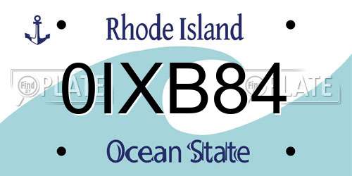 0IXB84 Rhode Island License Plate