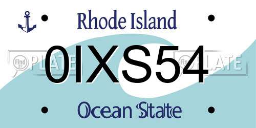 0IXS54 Rhode Island License Plate