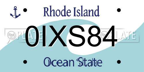 0IXS84 Rhode Island License Plate