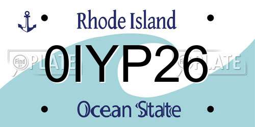 0IYP26 Rhode Island License Plate