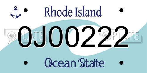 0J00222 Rhode Island License Plate