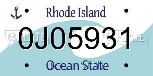 0J05931 Rhode Island License Plate