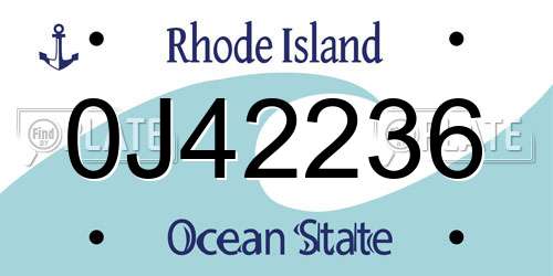 0J42236 Rhode Island License Plate