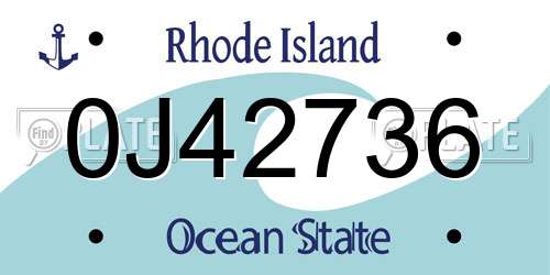 0J42736 Rhode Island License Plate