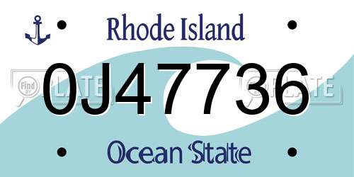 0J47736 Rhode Island License Plate