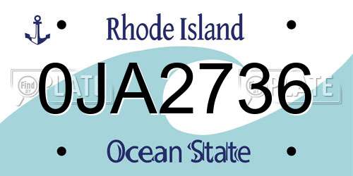 0JA2736 Rhode Island License Plate