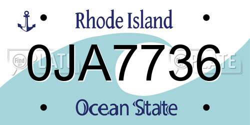 0JA7736 Rhode Island License Plate