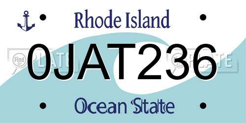 0JAT236 Rhode Island License Plate