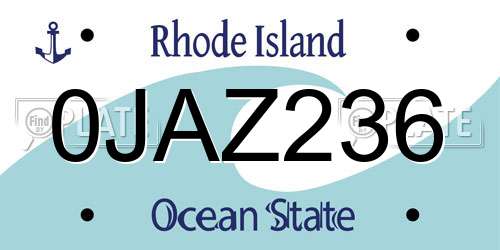 0JAZ236 Rhode Island License Plate