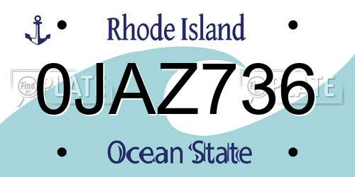 0JAZ736 Rhode Island License Plate