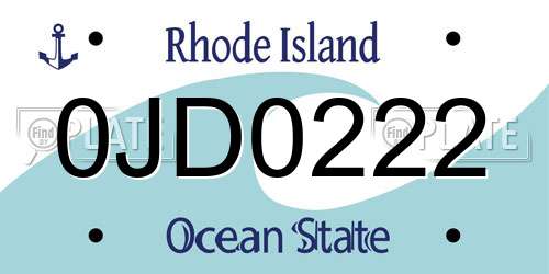0JD0222 Rhode Island License Plate