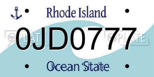 0JD0777 Rhode Island License Plate