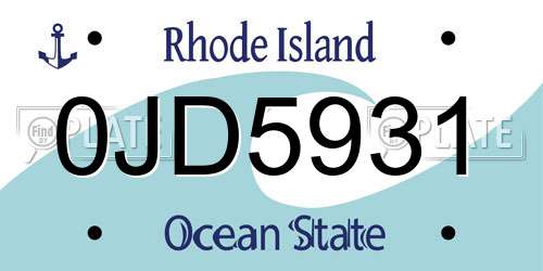 0JD5931 Rhode Island License Plate