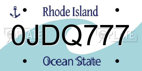 0JDQ777 Rhode Island License Plate