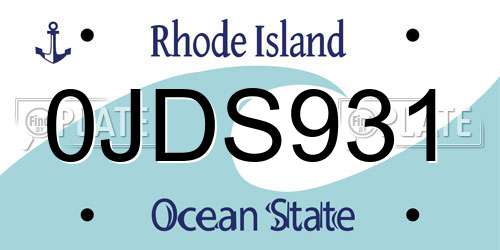 0JDS931 Rhode Island License Plate