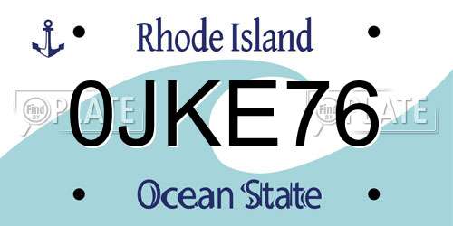 0JKE76 Rhode Island License Plate
