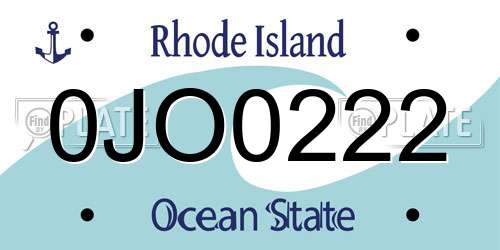 0JO0222 Rhode Island License Plate