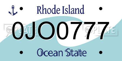 0JO0777 Rhode Island License Plate