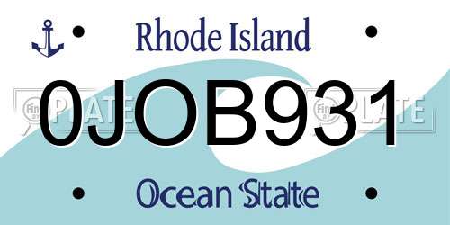 0JOB931 Rhode Island License Plate